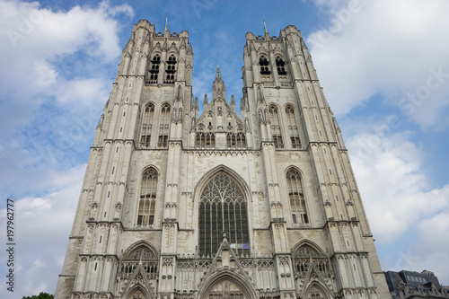   The Cathedral of St. Michael and St. Gudula at Brussels, Belgium, Europe on april 14, 2017. © SkandaRamana