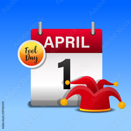 April fools' day calendar vector illustration.