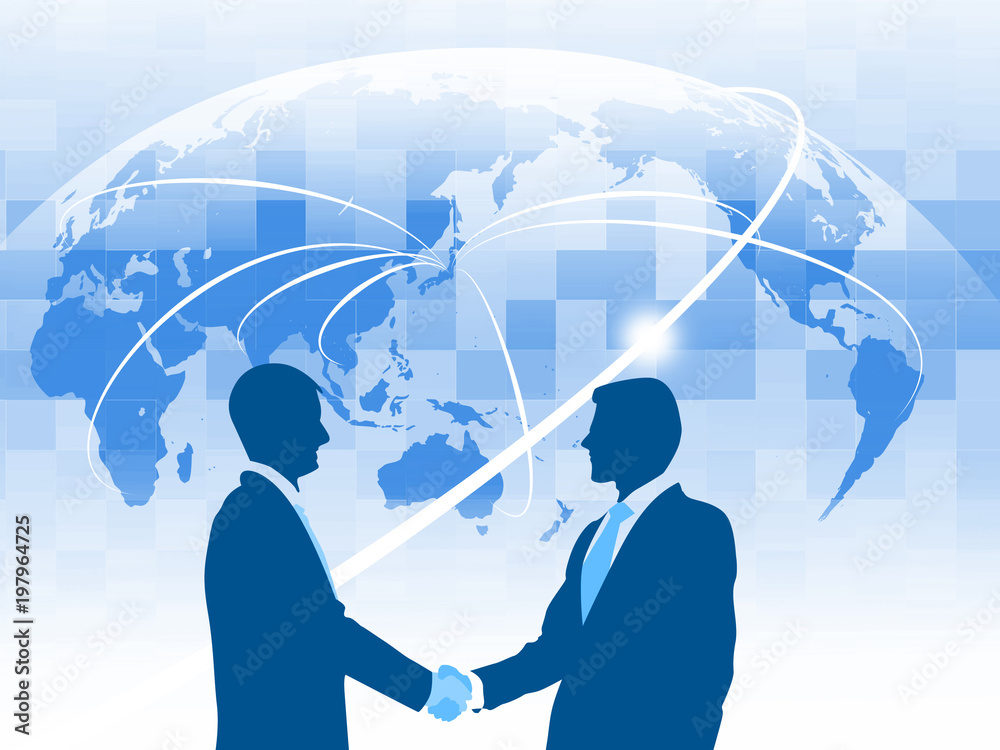 ビジネス背景 ビジネス グローバル 世界地図 世界販売 ビジネスマン 契約成立 Stock Illustration Adobe Stock