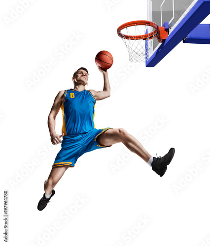 basketball player making slam dunk isolated © 27mistral