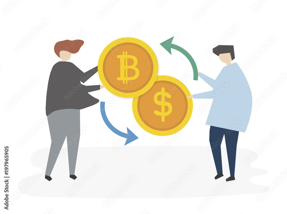 Illustrated people catching money Illustrated people catching money