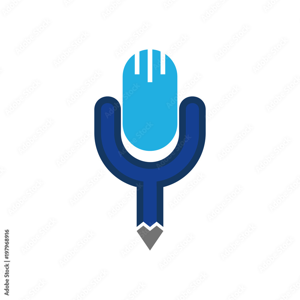 Fototapeta premium Podcast Pencil Logo Icon Design