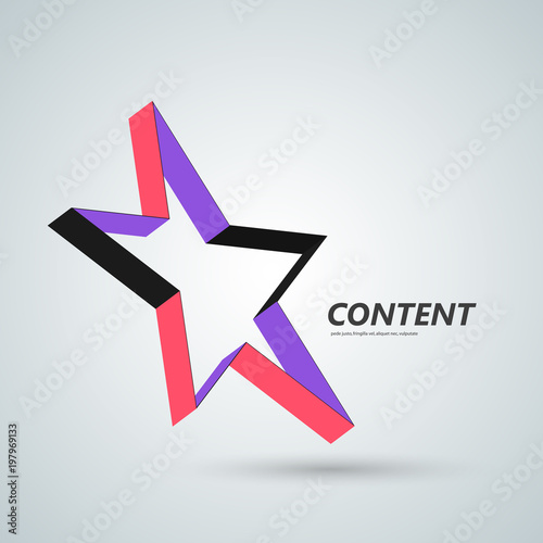 Star vector icon, 3d ribbon abstract symbol photo