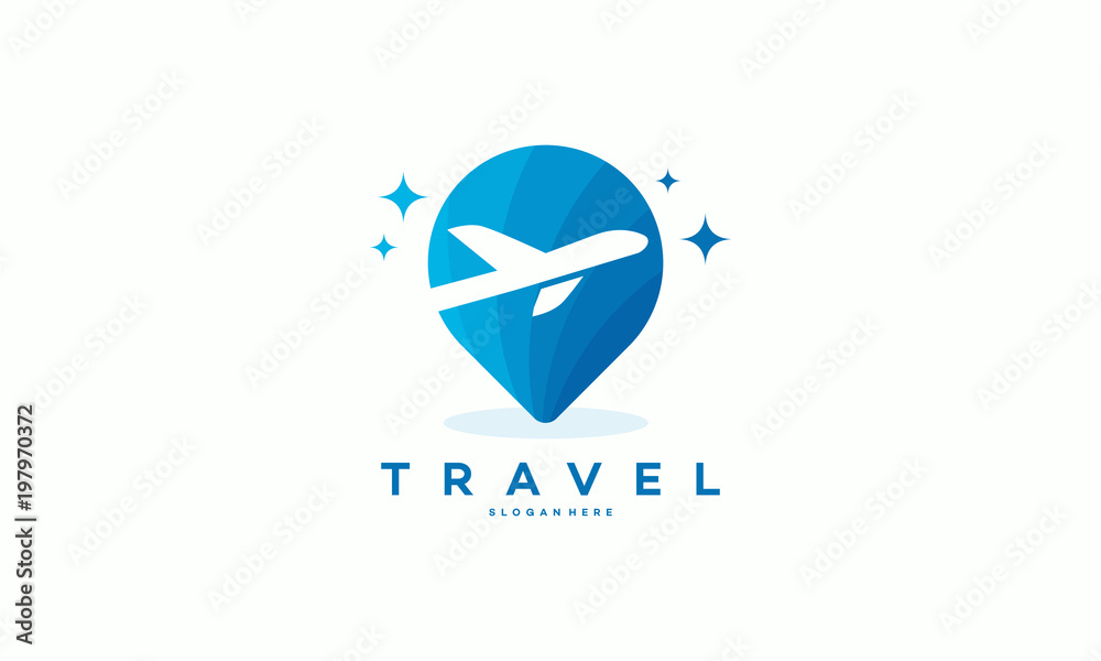 Travel logo designs concept vector, Travel Point logo with Plane symbol ...