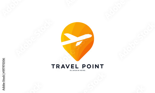 Travel logo designs concept vector, Travel Point logo with Plane symbol template