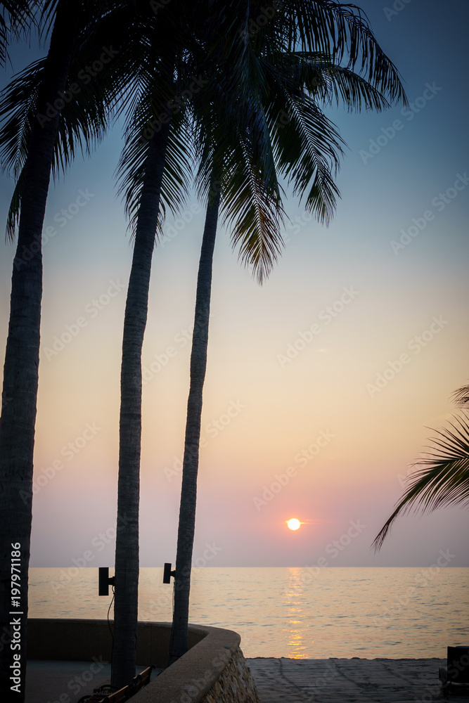 Sunrise at hua hin beach thailand