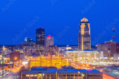 Des Moines Iowa skyline in USA