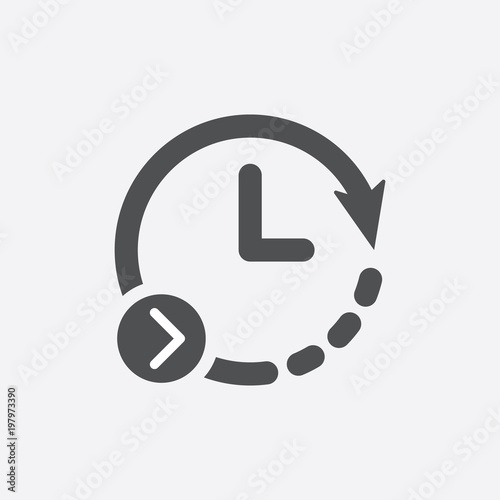 Repeat clock icon. Forward arrow time icon