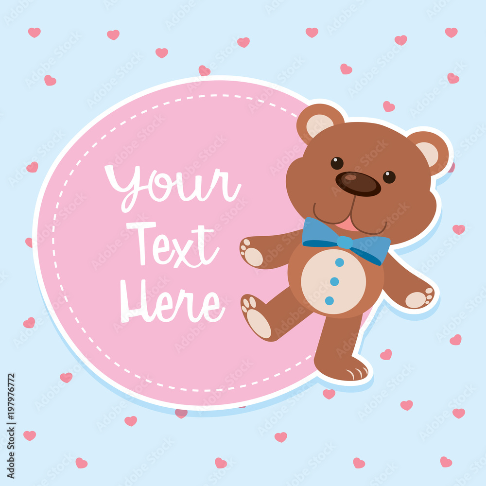 Border template with brown teddybear