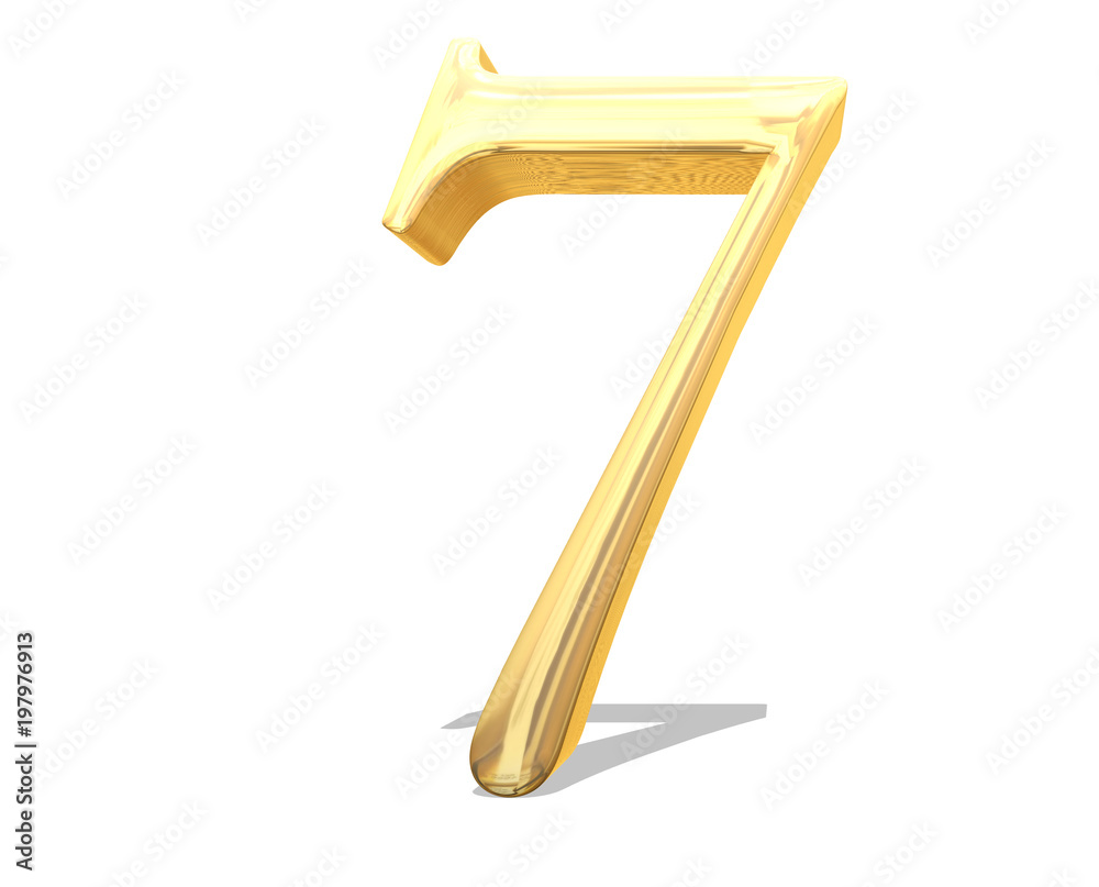 7 golden 3d render symbol. 7 golden 3d render symbol.