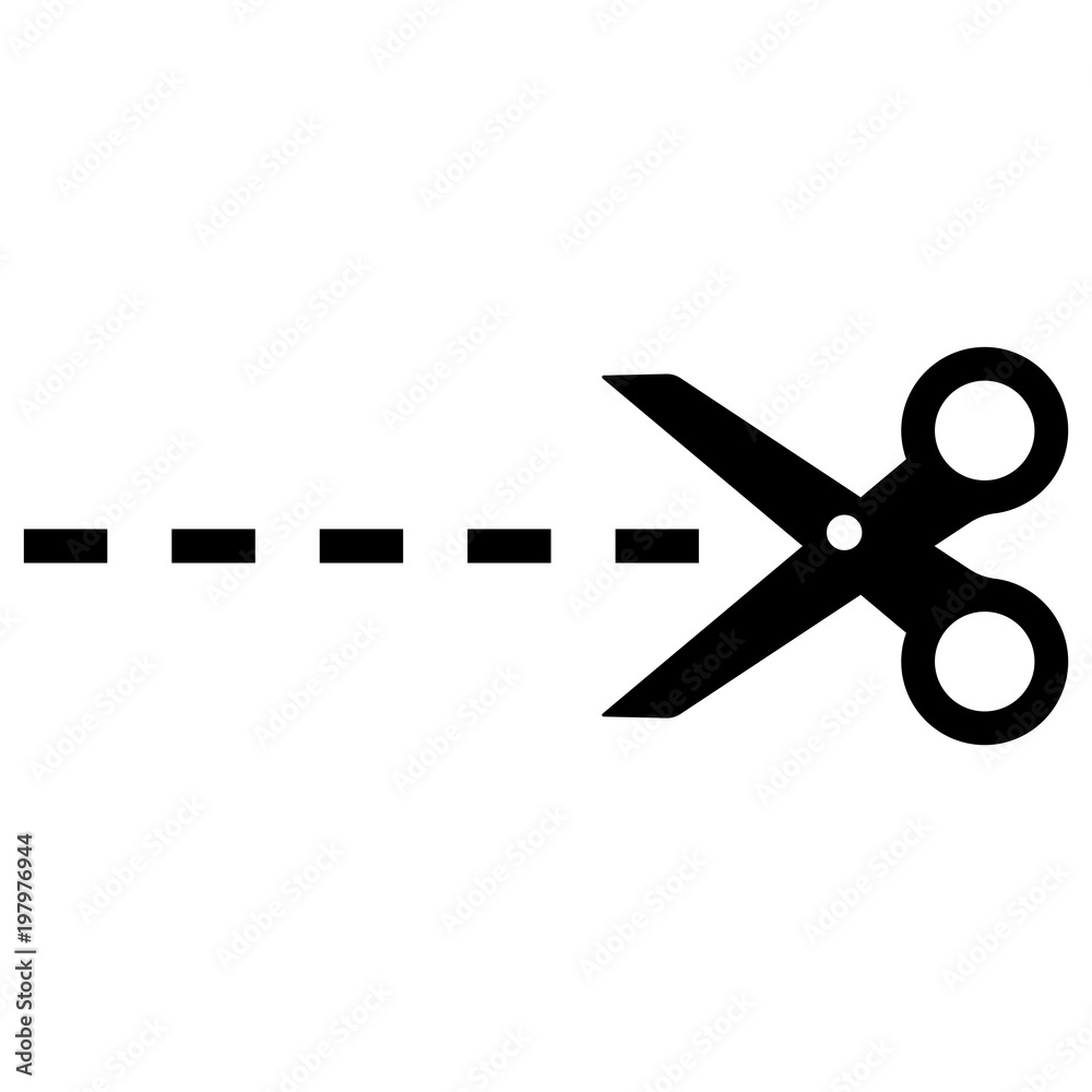 scissor, cut line, cut here symbol isolated vector