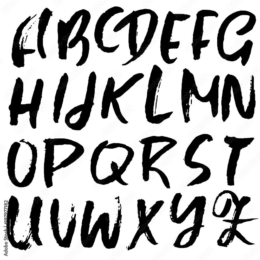 Handdrawn dry brush font. Modern brush lettering. Grunge style alphabet. Vector illustration. Handdrawn dry brush font. Modern brush lettering. Grunge style alphabet. Vector illustration.