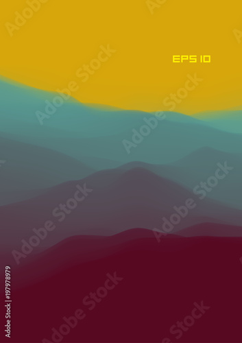 Colorful fluid dynamic wavy structure. Smooth gradient surface. Modern abstract illustration. Pale transparent desert. Blue digital mountains. Phone screen background wallpaper. Element of design.