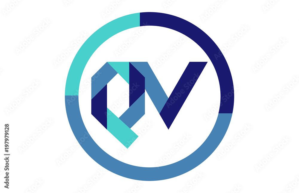 QV Global Blue Ribbon letter Logo QV Global Blue Ribbon letter Logo