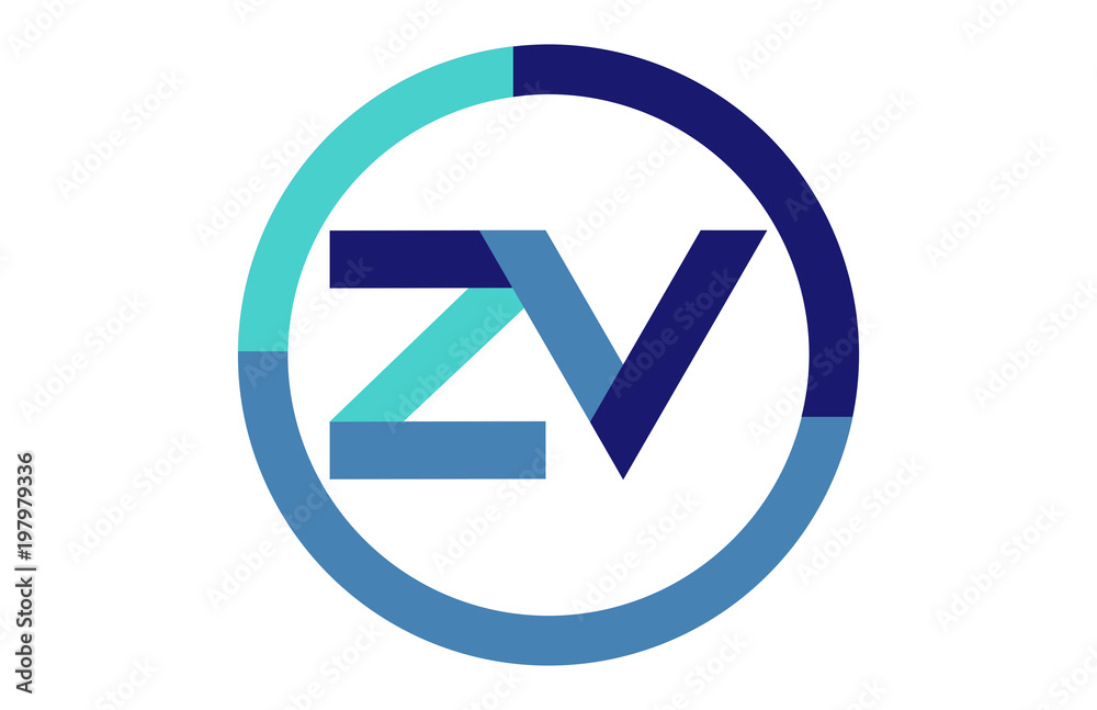 ZV Global Blue Ribbon letter Logo ZV Global Blue Ribbon letter Logo