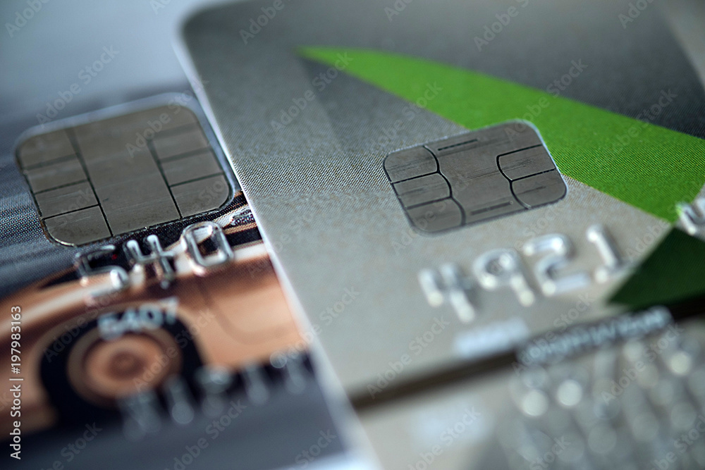 Closeup macro shot with credit card Background