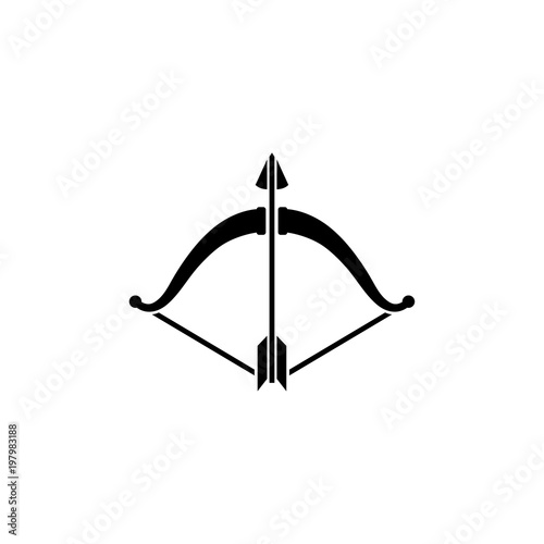 Bow and Arrow. Flat Vector Icon. Simple black symbol on white background