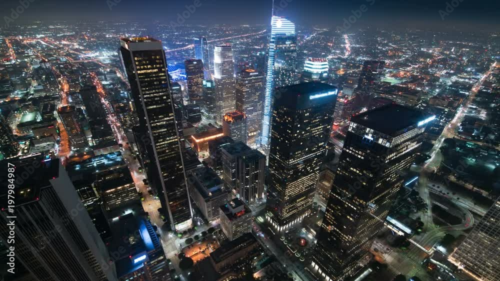 Los Angeles Downtown Financial District Aerial Time Lapse Los Angeles Downtown Financial District Aerial Time Lapse