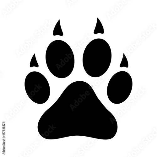 Dog, wolf or fox wild animal footprint imprint flat vector icon for apps and websites