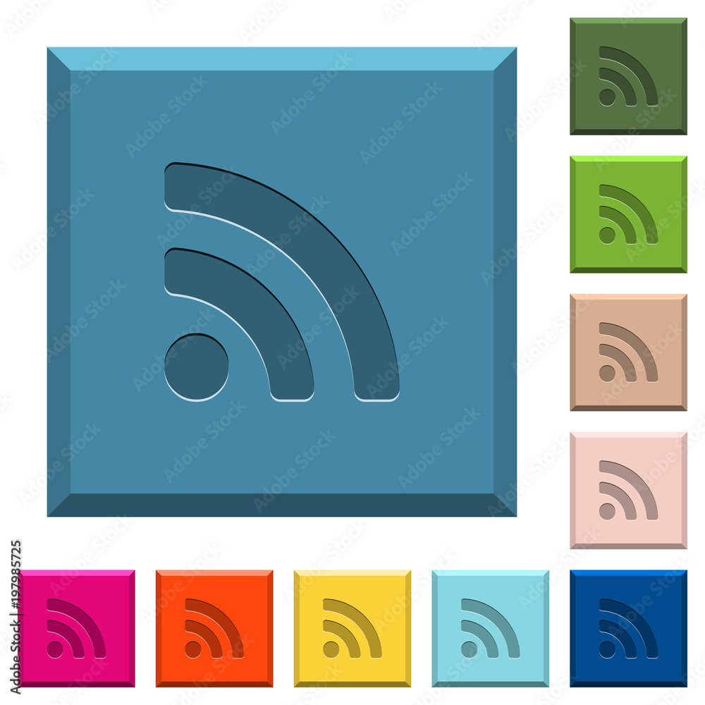 Radio signal engraved icons on edged square buttons Radio signal engraved icons on edged square buttons