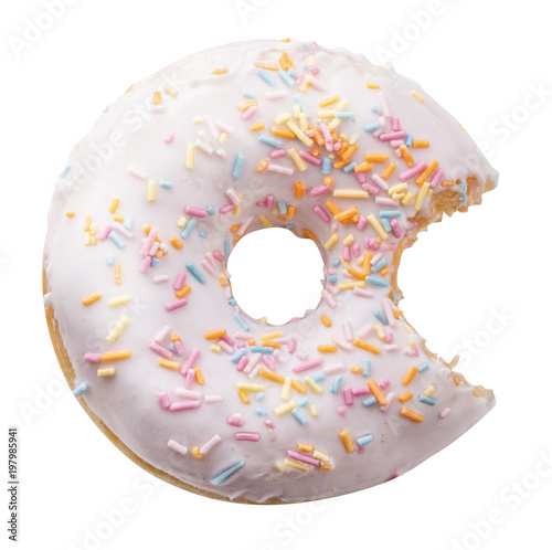Purple sweet donut isolated with clipping path
