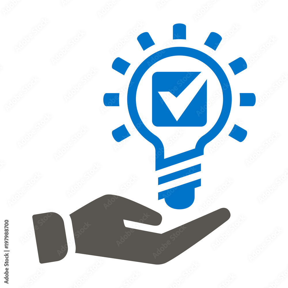 Hand Light Bulb Check Mark Icon Vector. Hand Gives Lightbulb Checkmark  Illustration. Propose Brilliant Idea Logo. Compliant Ideas Symbol.  Stock-vektor | Adobe Stock