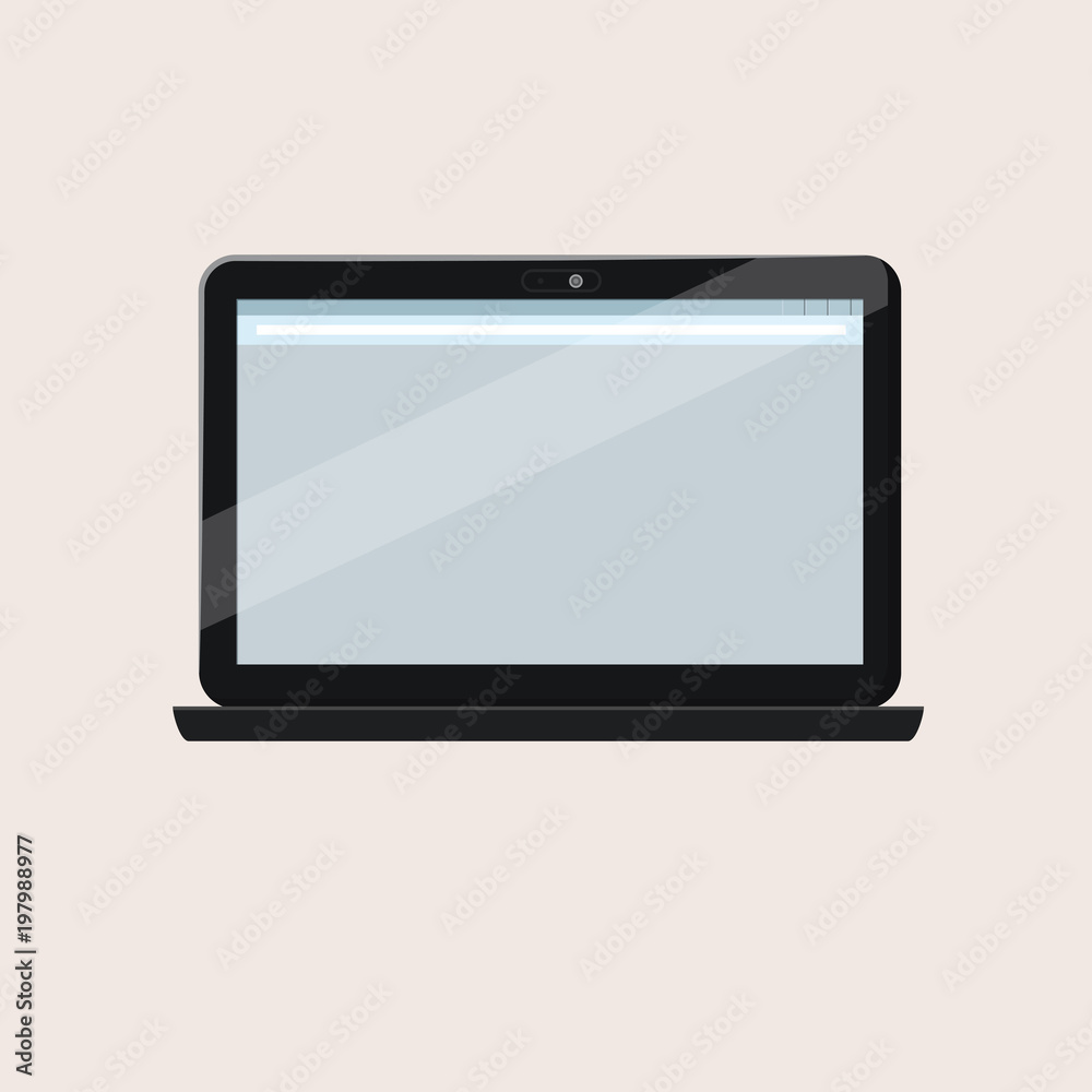 Modern open laptop with blank screen isolated on white background. Realistic laptop mockup. Computer screen front view. Vector illustration Modern open laptop with blank screen isolated on white background. Realistic laptop mockup. Computer screen front view. Vector illustration