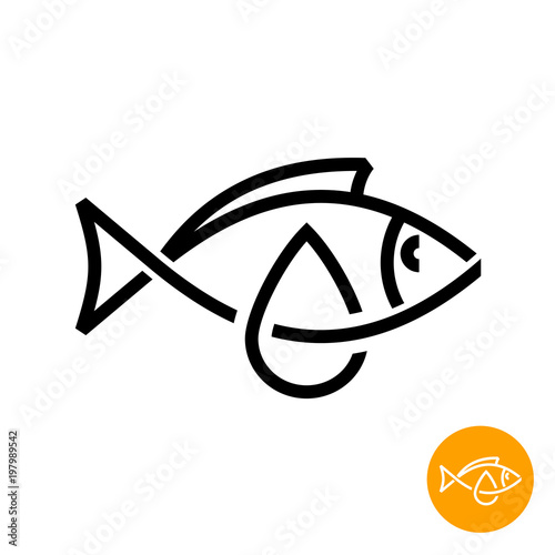 Fish oil icon. Black line style cod liver oil sign