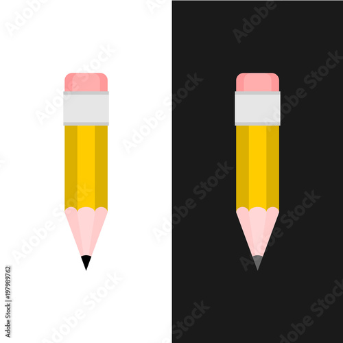 Pencil isolated. Vertical pencil in flat design.