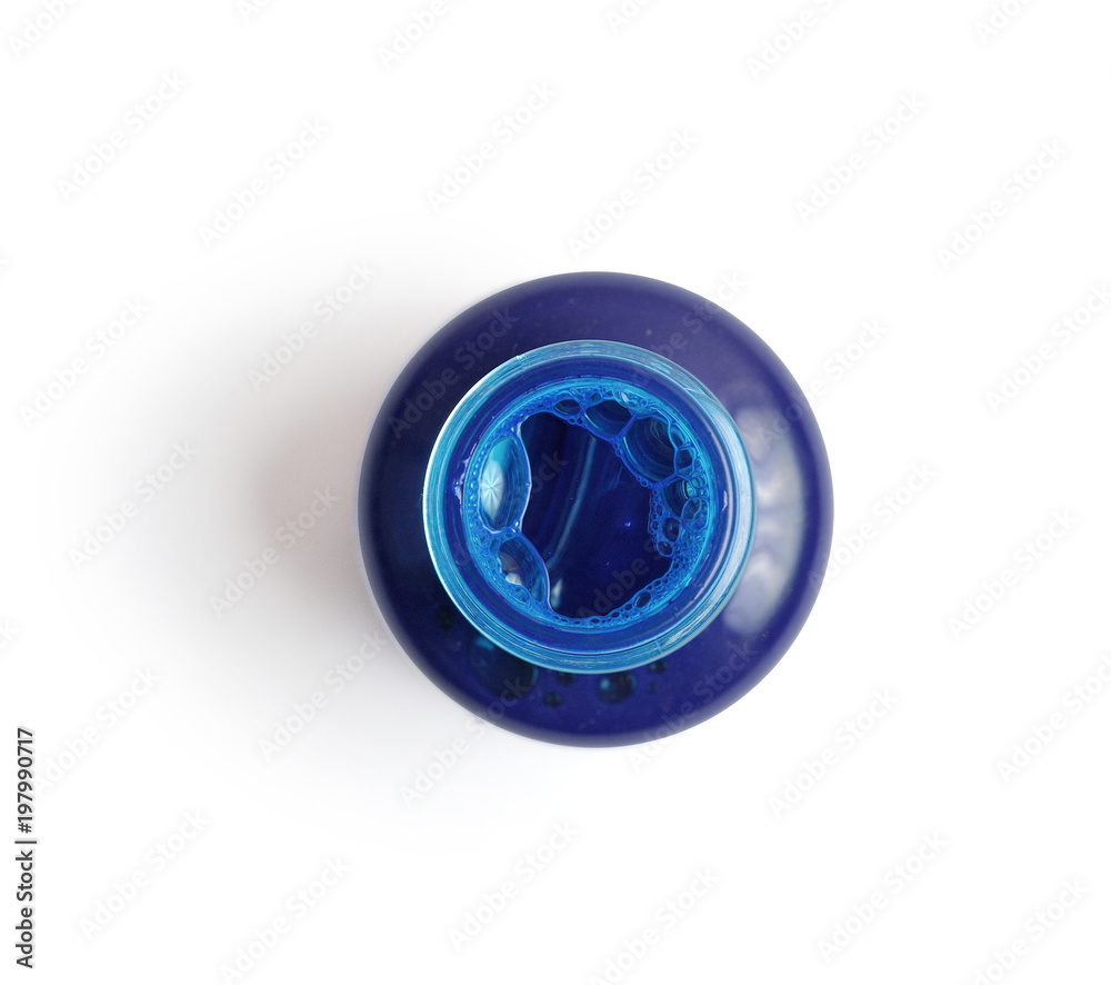 blue ink for calligraphy ink bottle isolated clipping mask on white background, top view blue ink for calligraphy ink bottle isolated clipping mask on white background, top view