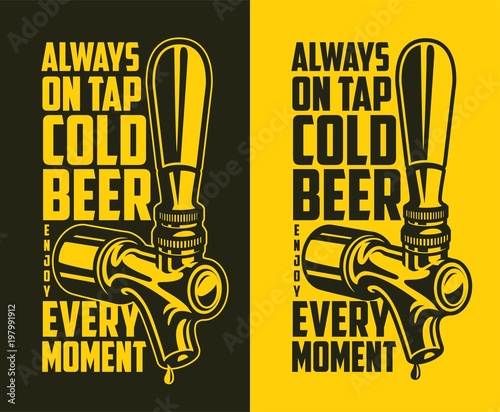 Beer tap with advertising quote