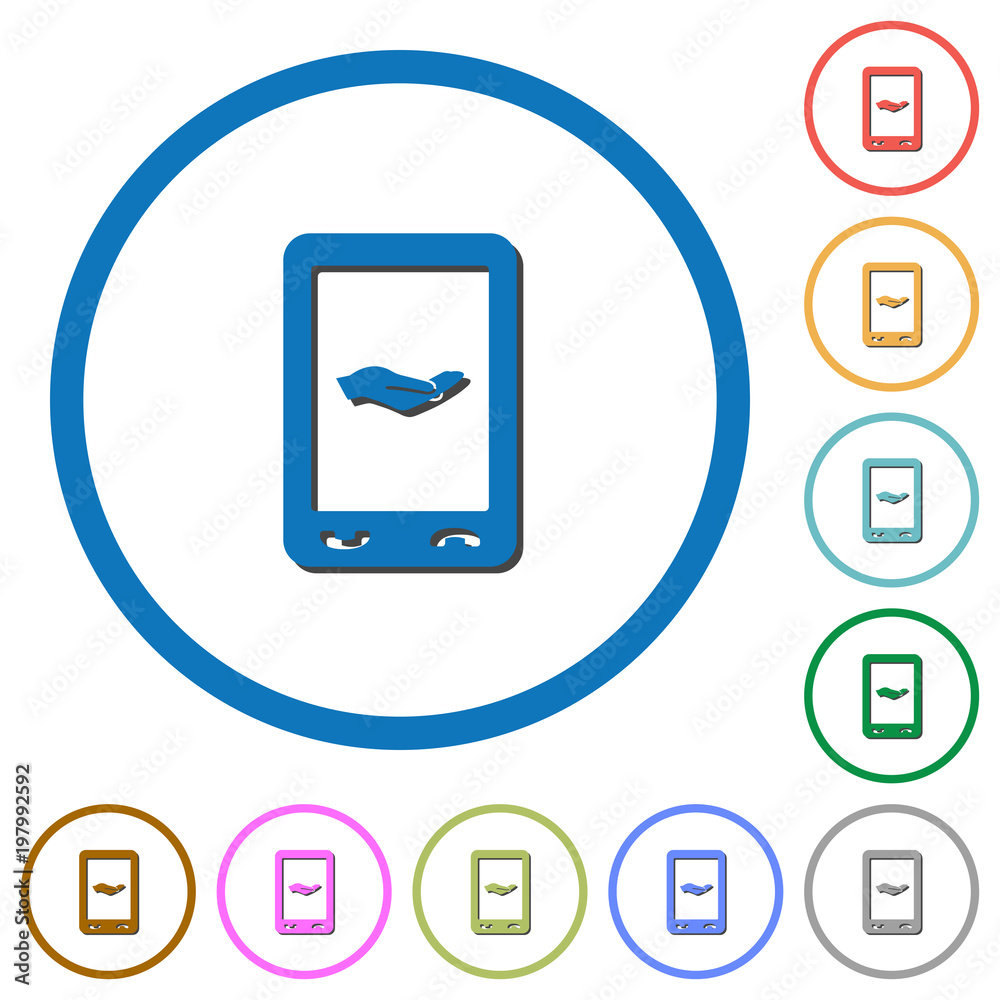 Mobile services icons with shadows and outlines Mobile services icons with shadows and outlines