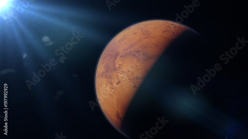 Fototapeta Naklejka Na Ścianę i Meble -  planet Mars, the red planet and the Sun