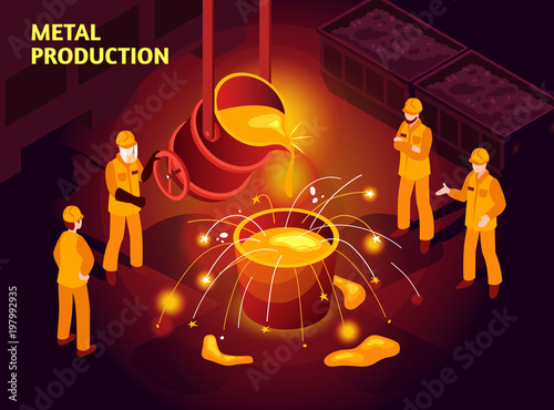 Steel Industry Isometric Poster 