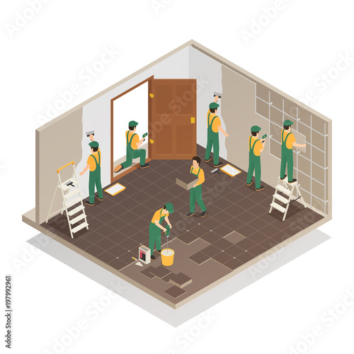 Home Renovation Isometric Composition 