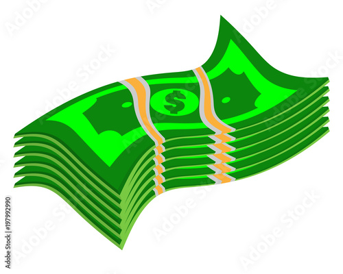 Vector packages of dollar banknotes in various angles. Pile of cash Isometric illustration photo