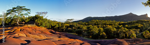 Die Siebenfarbige Erde bei Chamarel auf Mauritius, Afrika. photo