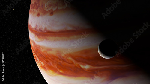 Fototapeta Naklejka Na Ścianę i Meble -  Jupiter's moon Europa and the planet Jupiter 