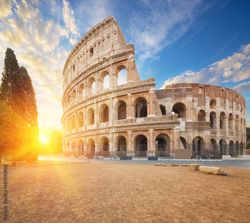 Coliseum or Flavian Amphitheatre (Amphitheatrum Flavium or Colosseo), Rome, Italy.  