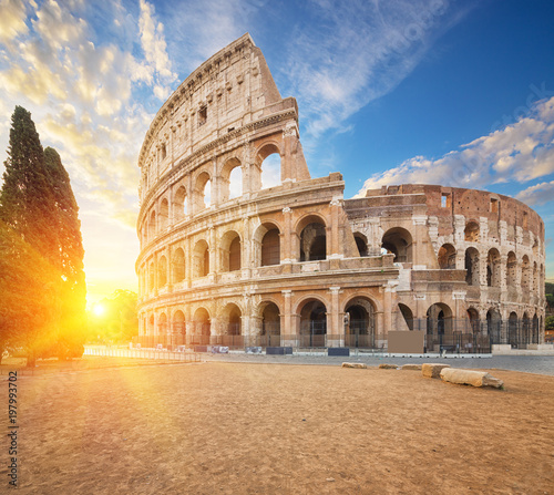 Coliseum or Flavian Amphitheatre (Amphitheatrum Flavium or Colosseo), Rome, Italy. 