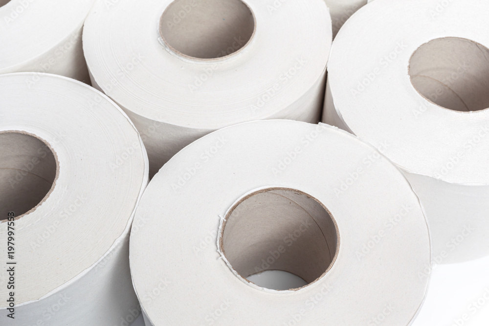toilet paper on white background