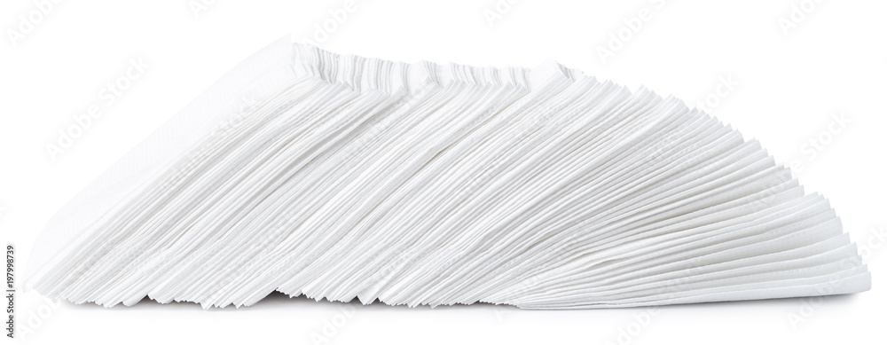 Stack of white napkins isolated on white