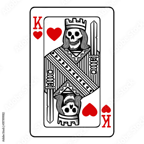 King of hearts playing card with skeleton