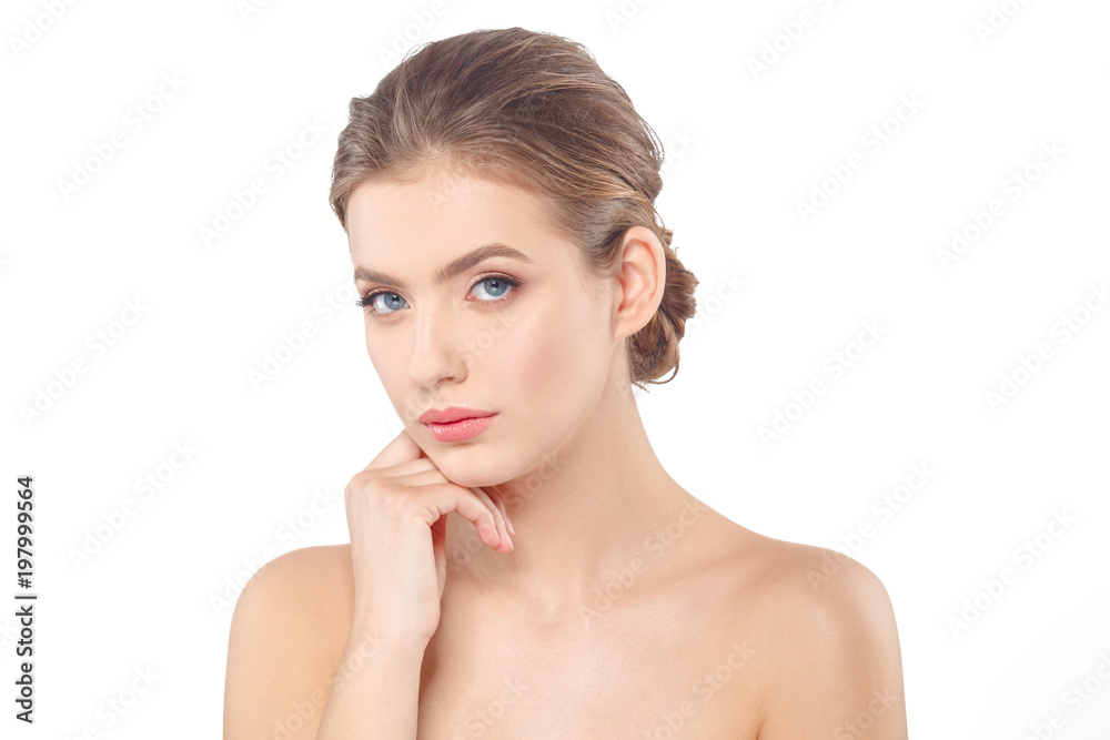 Young beautiful woman face portrait with healthy skin. Young beautiful woman face portrait with healthy skin.
