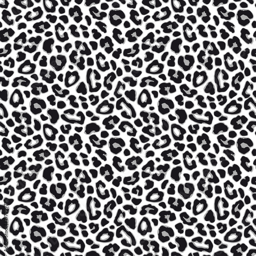 White leopard or jaguar seamless pattern. Modern animal fabric design. Vector illustration background.