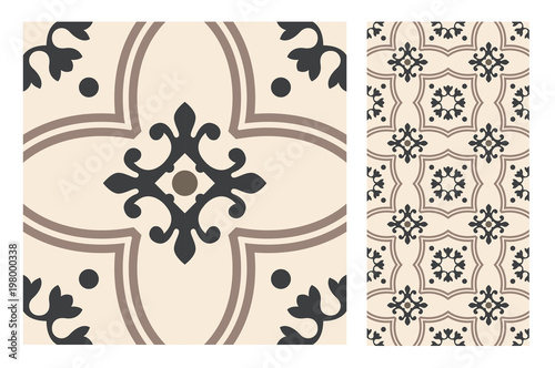 vintage tiles patterns antique seamless design in Vector illustration
