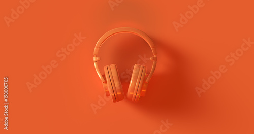 Orange Headphones 3d illustration photo