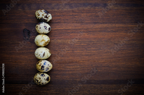 Eggs on wood background, easter concept