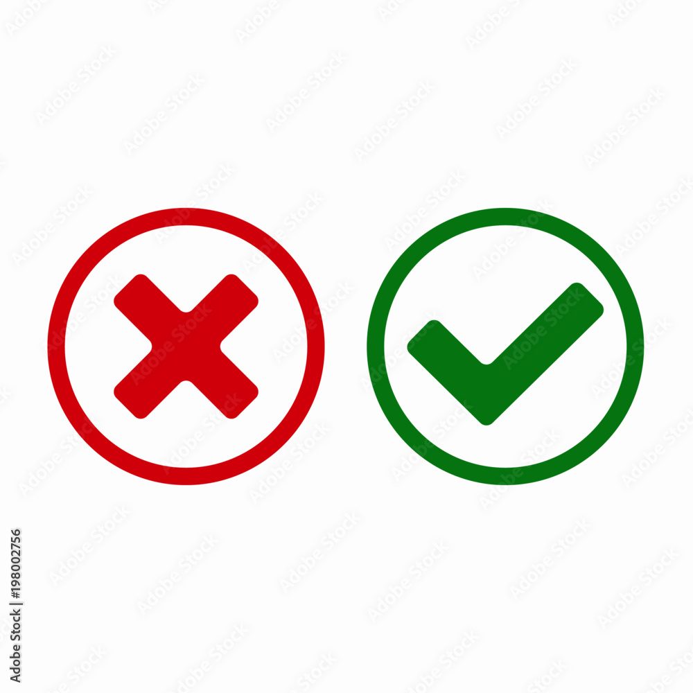 Cross mark and check mark Stock Vector