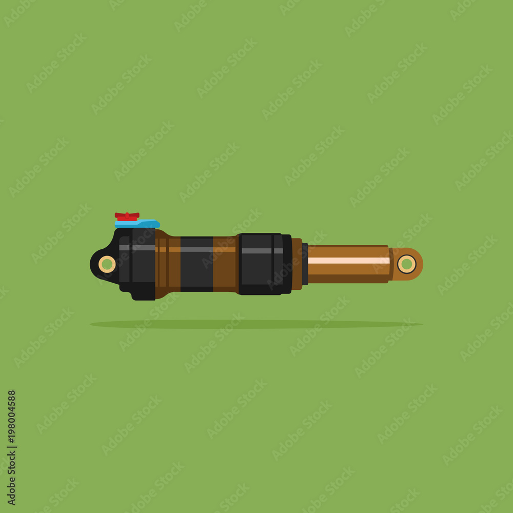 Vector illustration of an isolated modern shock-absorber for a bicycle or motorcycle.